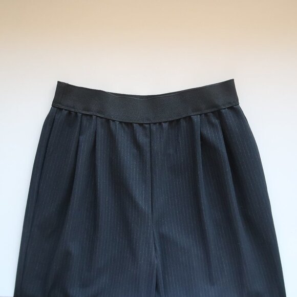 Zara Black Pinstripe High Rise Elastic Waist Wide Leg Palazzo Pants / Trousers M - Picture 8 of 15